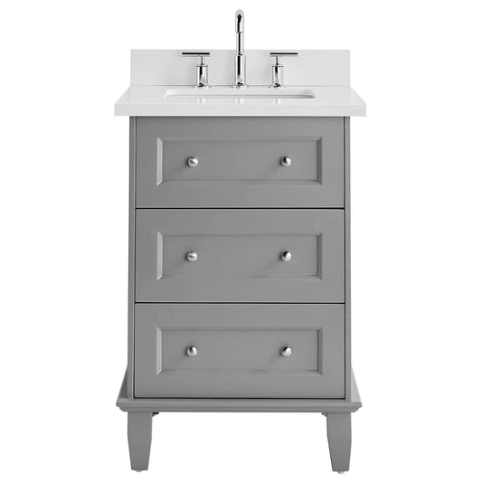 Nora Gray 24" Single Vanity with Pure White Quartz Top