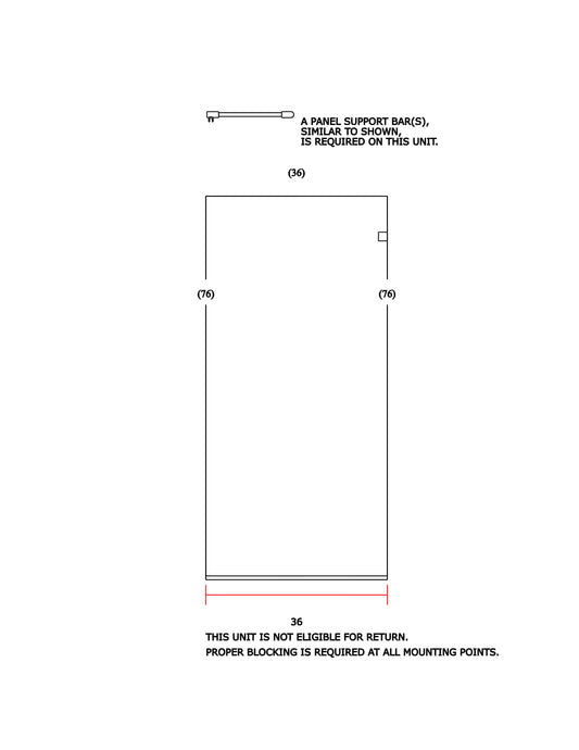 Glass Shower Screen 36"x76"