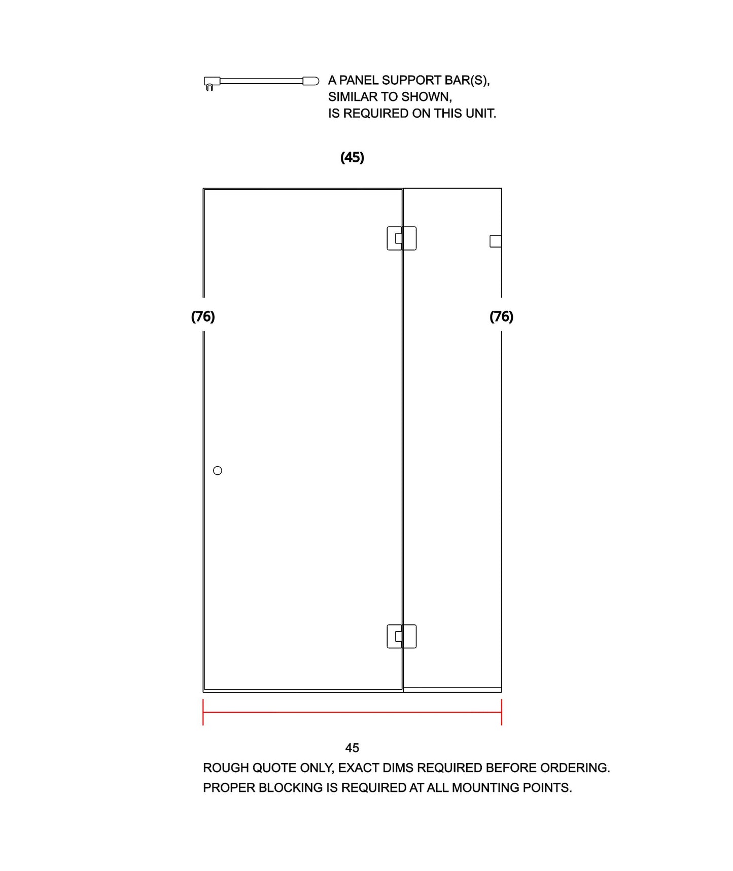 Glass Shower Enclosure 45"x76"