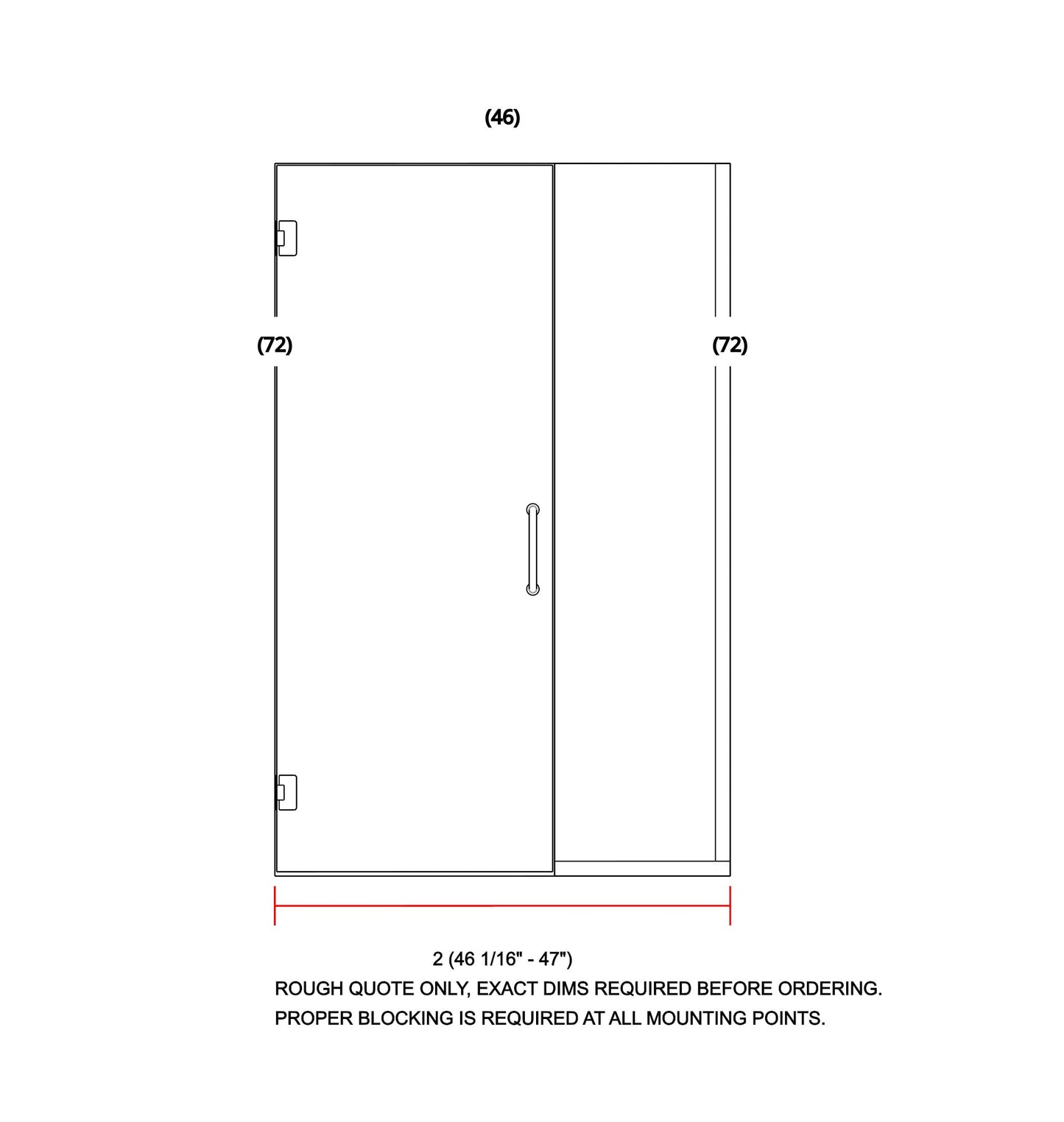 Glass Shower Enclosure 46"x72"