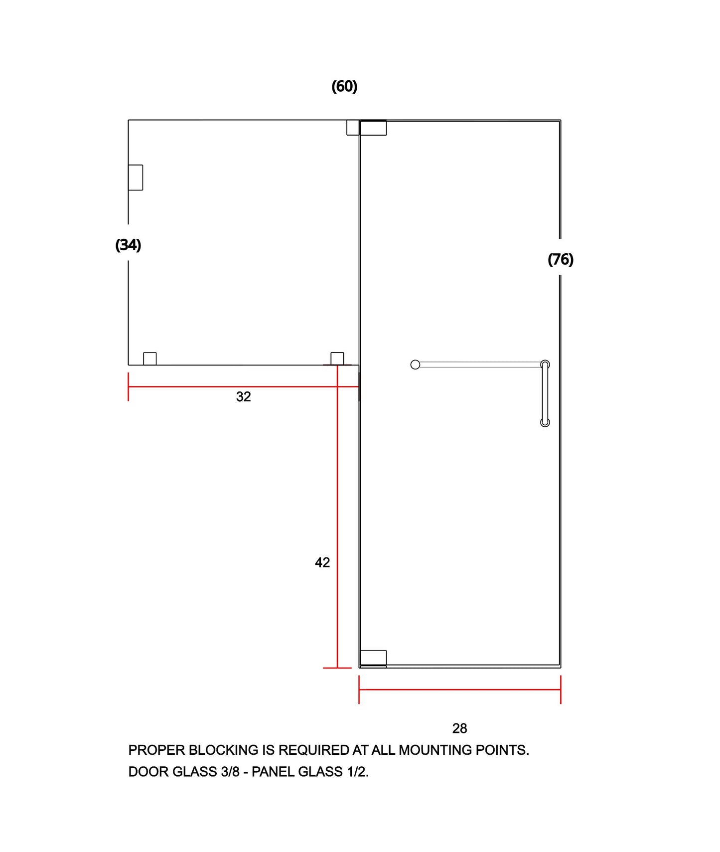 Glass Shower Enclosure 60"x76"