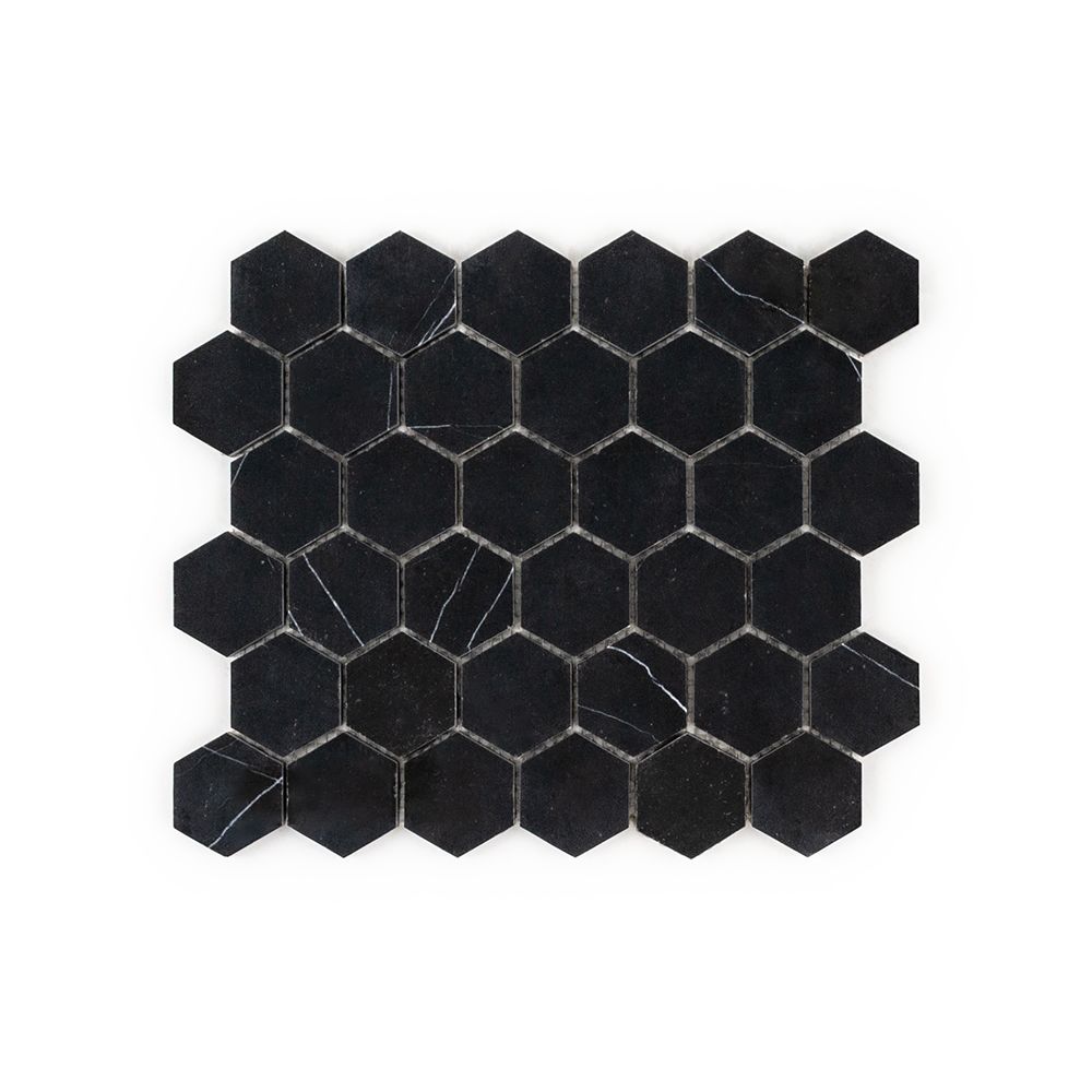 Nero Marquina 2" Hexagon 9x11