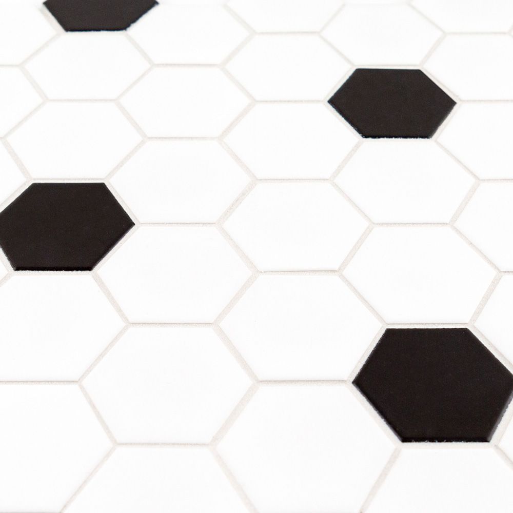 White/Black 2" Hexagon 11x12