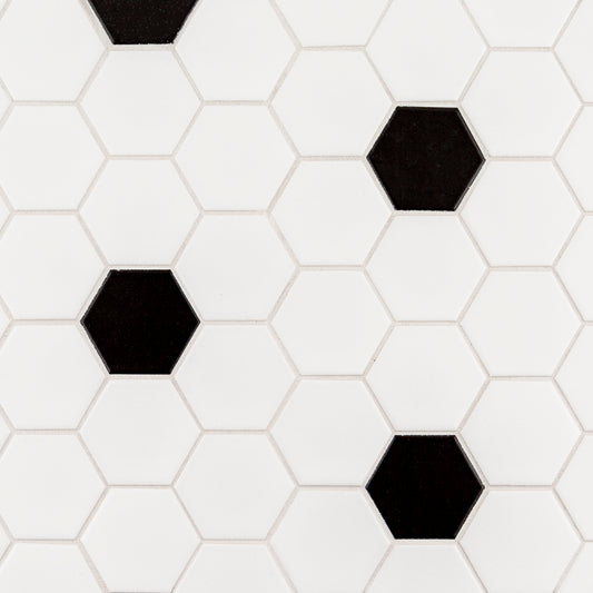 White/Black 2" Hexagon 11x12