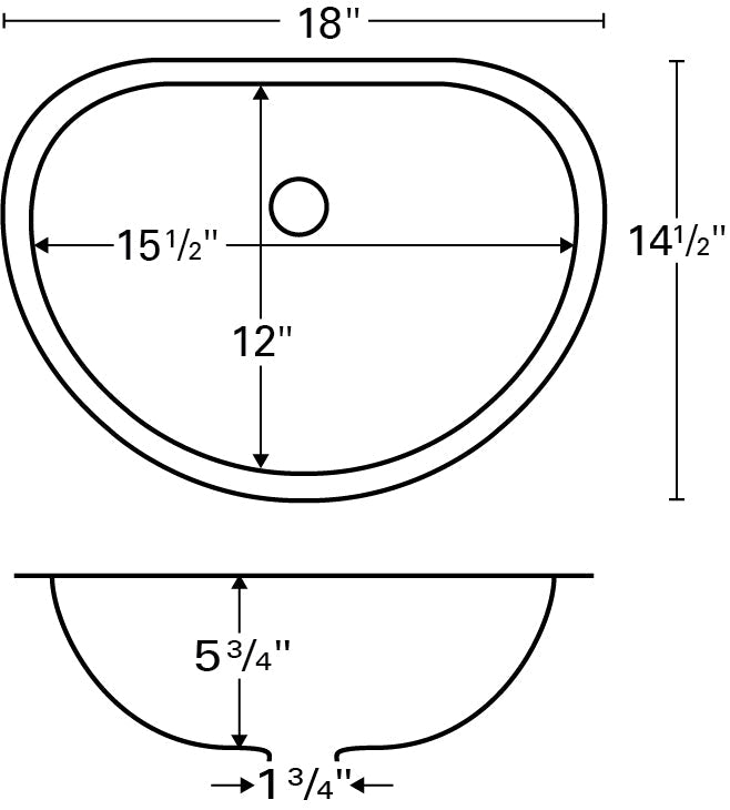 ADA Compliant Vanity Bowl Seamless Undermount Sink 18"