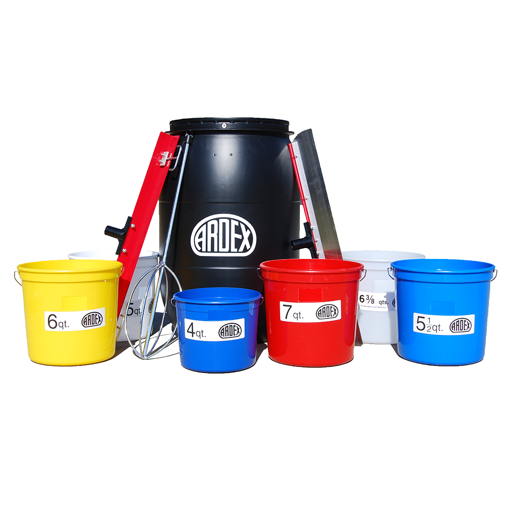 ARDEX Tool Kit with T-series tools and measuring buckets