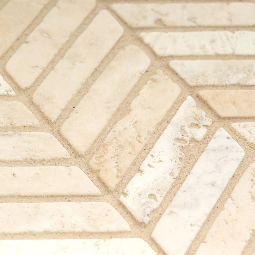 Beige Chevron Mosaic 12x14