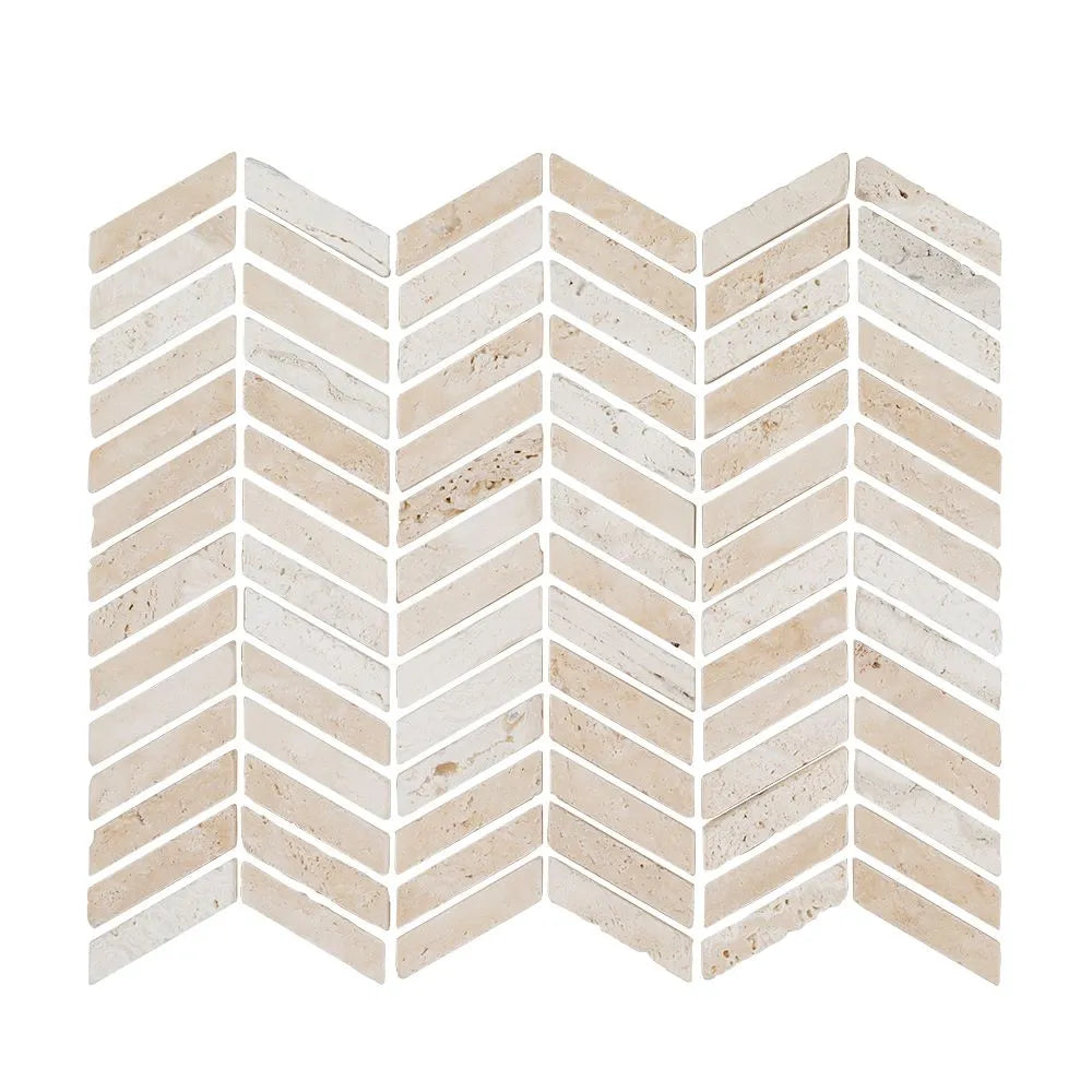 Beige Chevron Mosaic 12x14
