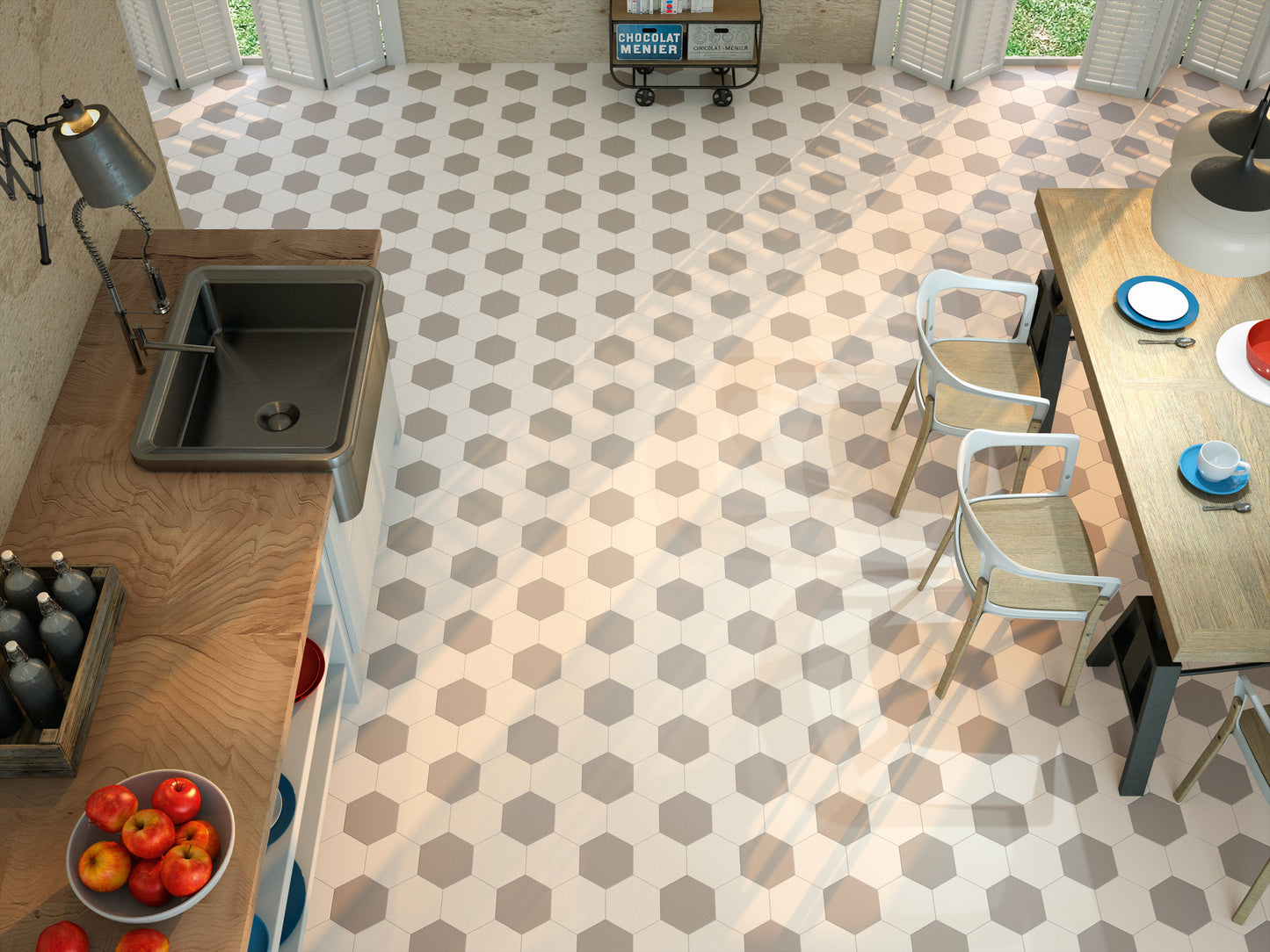 Grey Matte 7X8 Hexagon