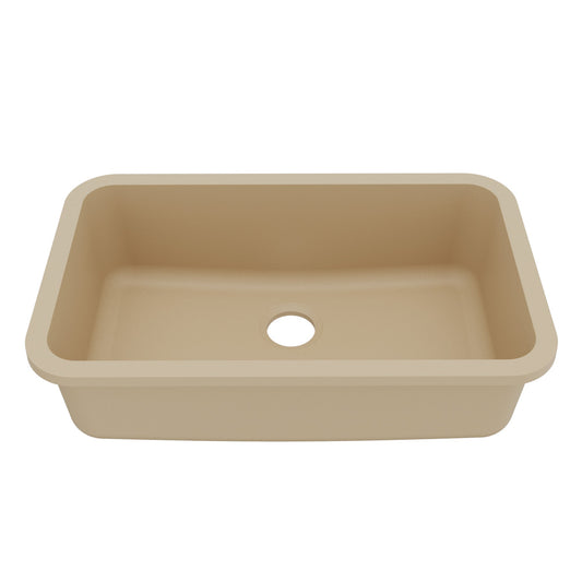 Bisque Large Single Bowl Seamless Undermount Sink 30-7/8"