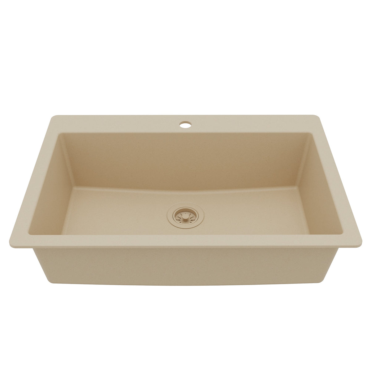 Bisque Large Single Bowl Top Mount Sink 33"