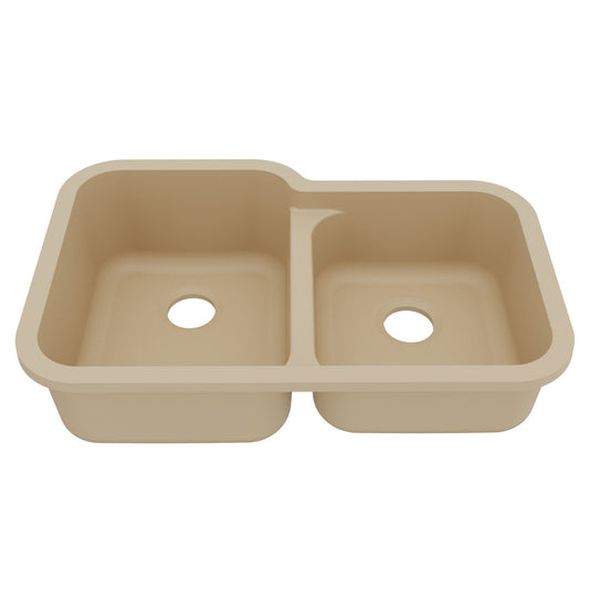 Bisque Large/Small Bowl Seamless Undermount Sink 32-1/2"
