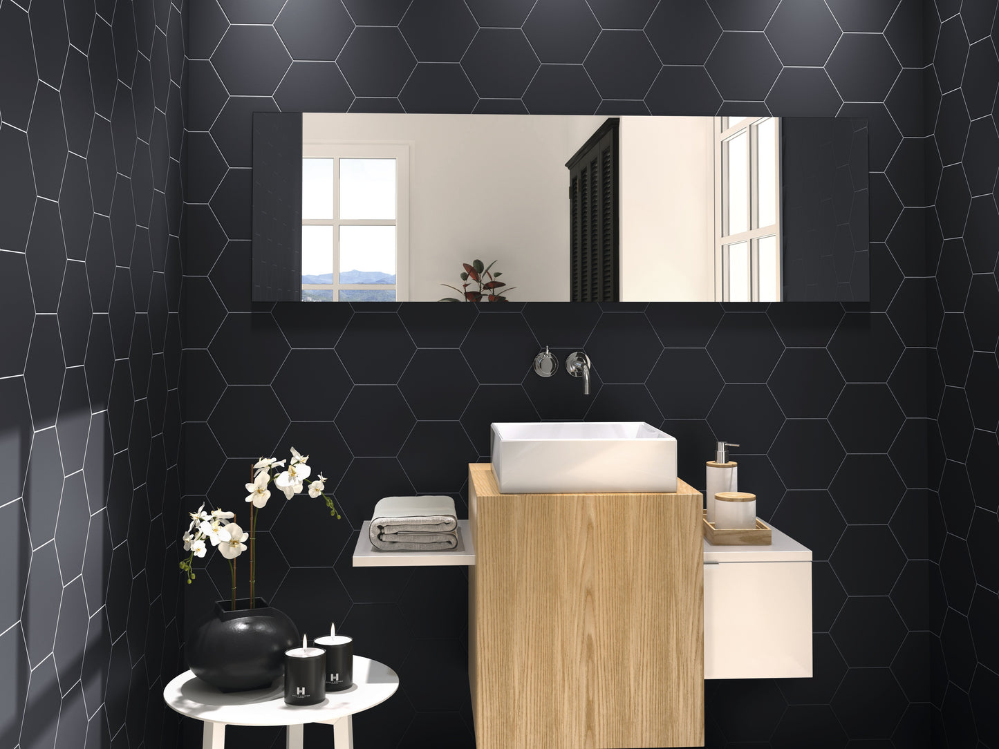 Black Matte 7X8 Hexagon