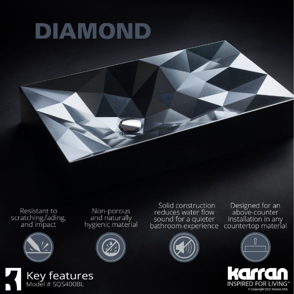 Black Diamond Quartz Vessel Vanity Sink 28-1/8"