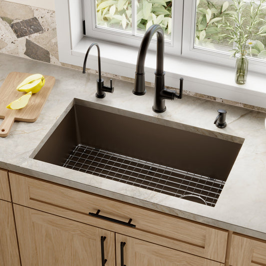 Brown Large Single Bowl Undermount Sink 31-7/16"