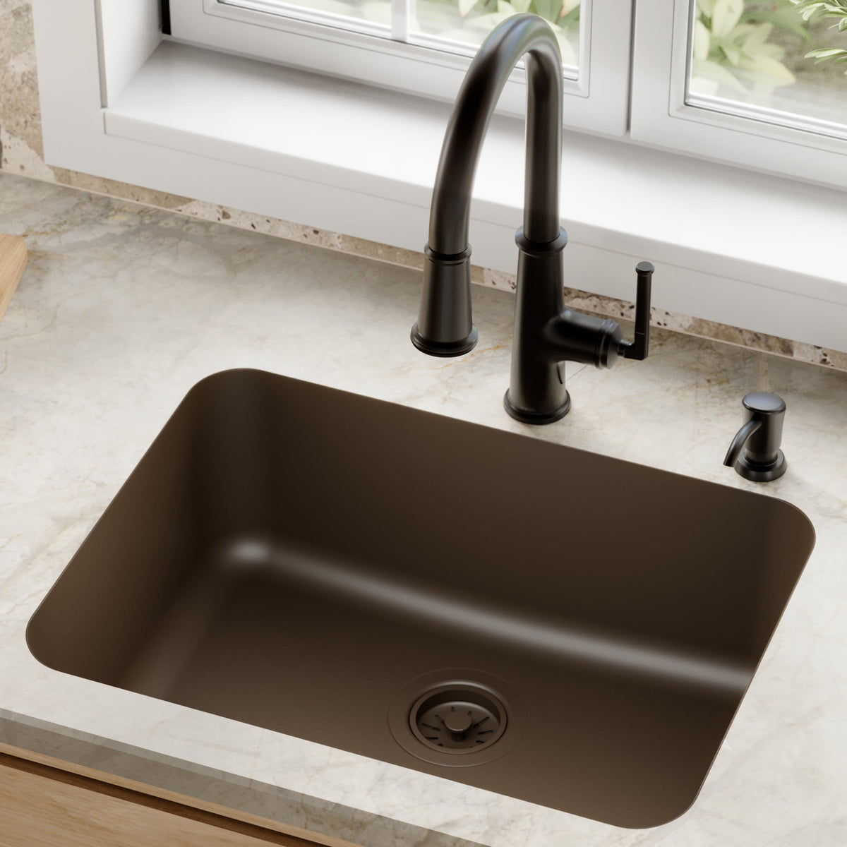 Brown Single Bowl Seamless Undermount Sink 24-1/4"