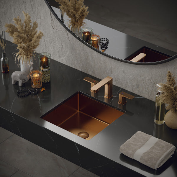 Brushed Copper Undermount Vanity Sink 15-3/4"