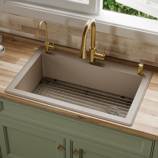 Concrete Large Single Bowl Top Mount Sink 33"