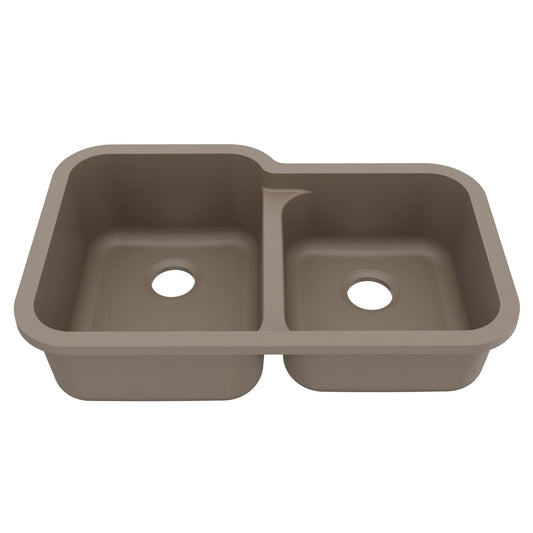 Concrete Large/Small Bowl Seamless Undermount Sink 32-1/2"
