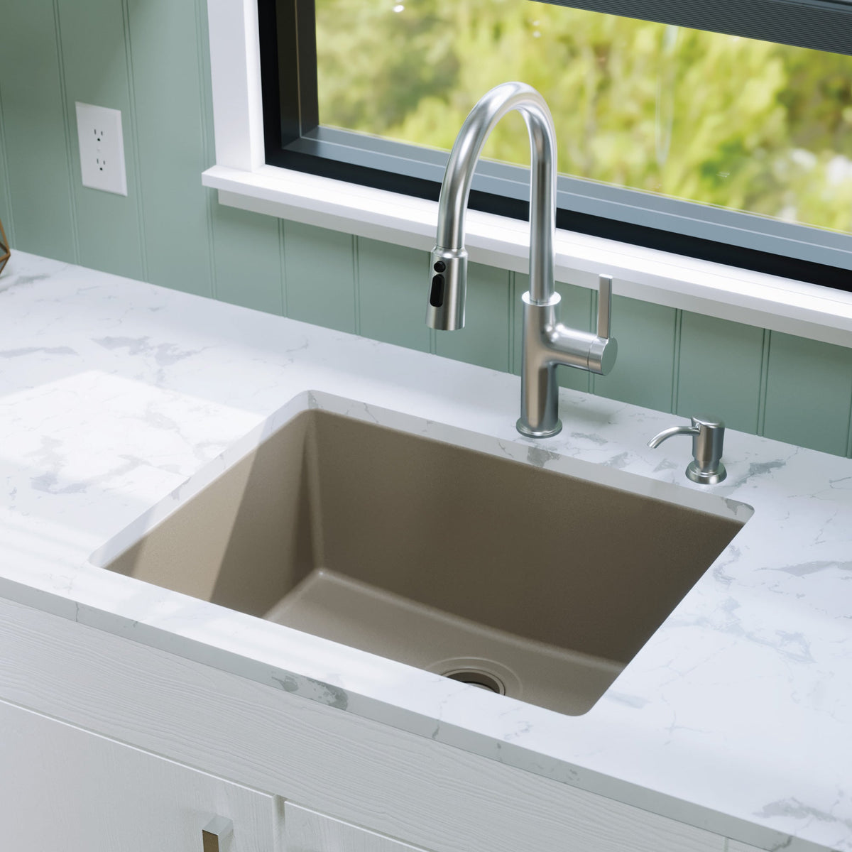 Concrete Single Bowl Undermount Sink 24-3/8"