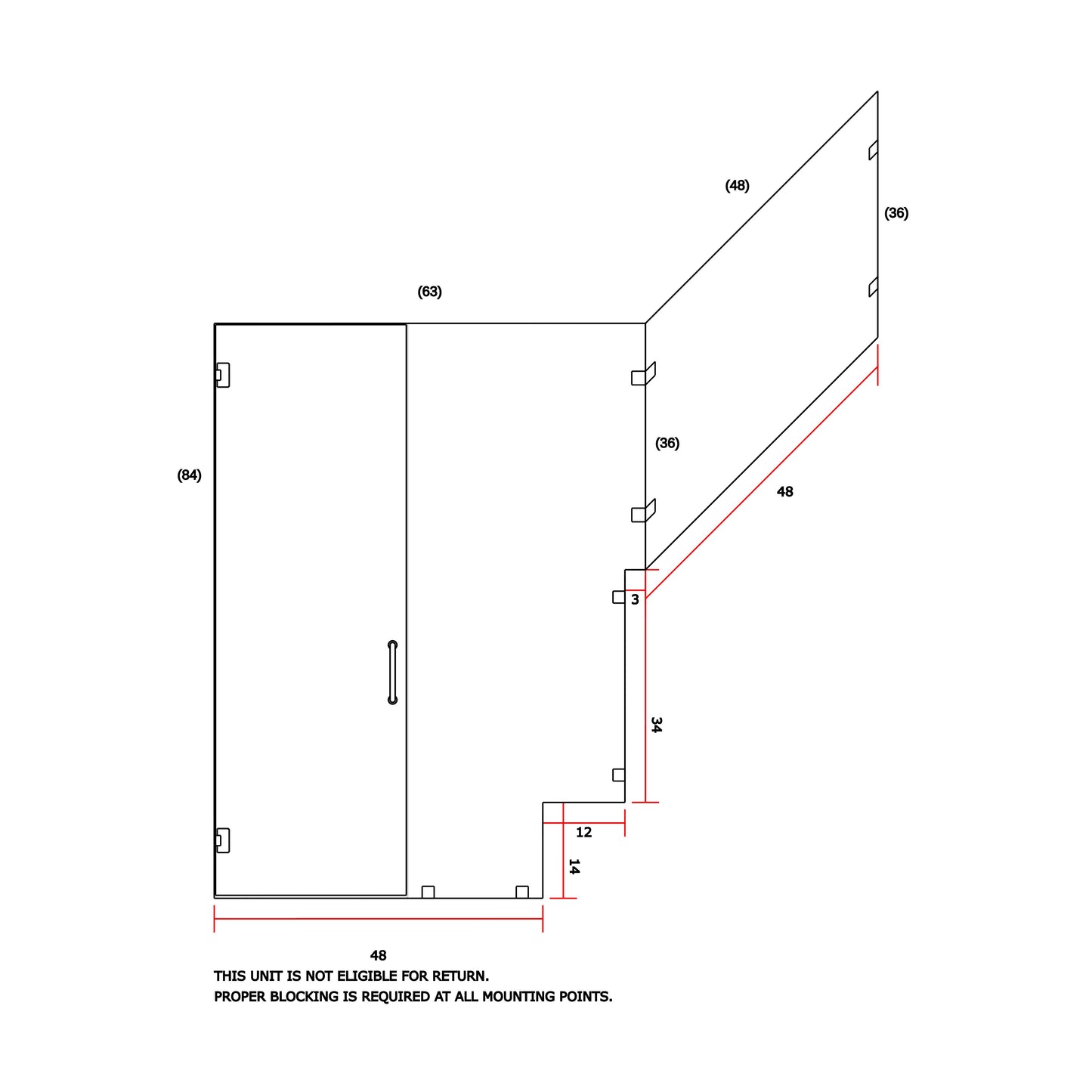 Glass Shower Enclosure 63" x 48" x 84"