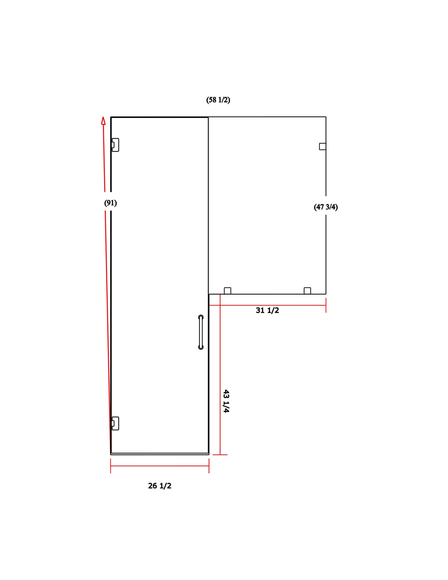 Glass Shower Enclosure 58-1/2"x91"