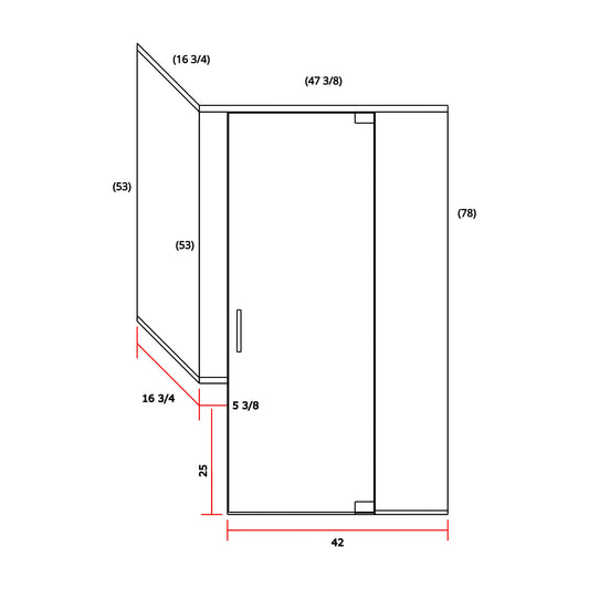 Glass Shower Enclosure 85"x76"