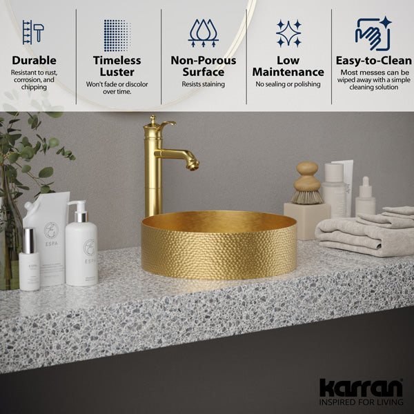 Gold Vessel Vanity Sink 15"