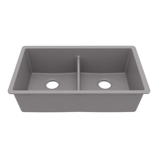 Grey Double Equal Bowl Undermount Sink 32-3/8"