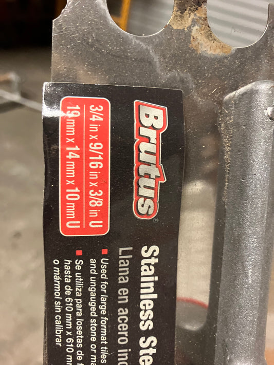 Stainless steel trowel 3/4x9/16x3/8