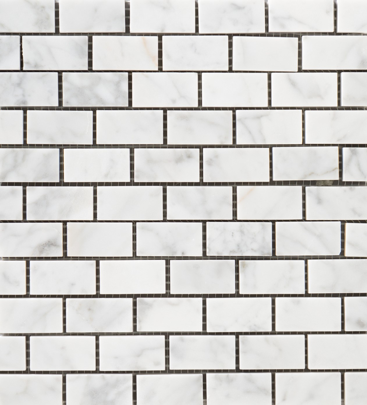 White Carrara 1x2 Brick Mosaic