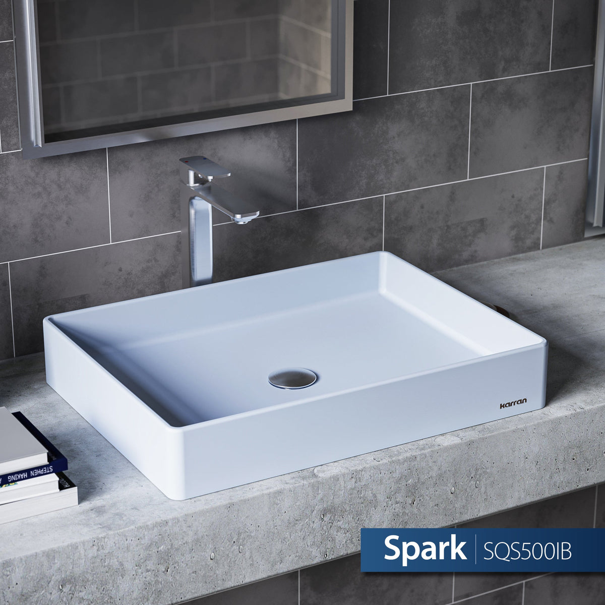 Ice Blue Spark Quartz Vessel Vanity Sink 23-5/8"