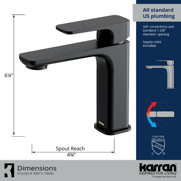 Matte Black Venda Single Hole Faucet 6-3/8"
