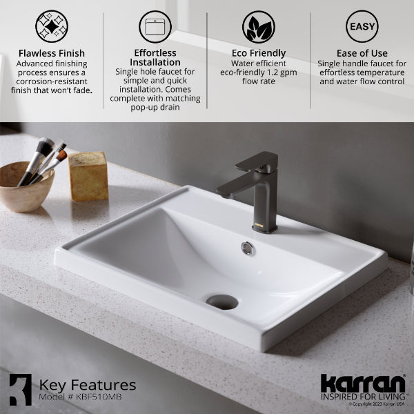 Matte Black Venda Single Hole Faucet 6-3/8"