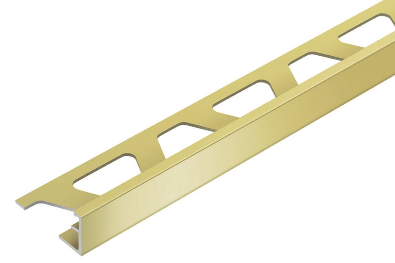 Gold metal trim strip on a white background