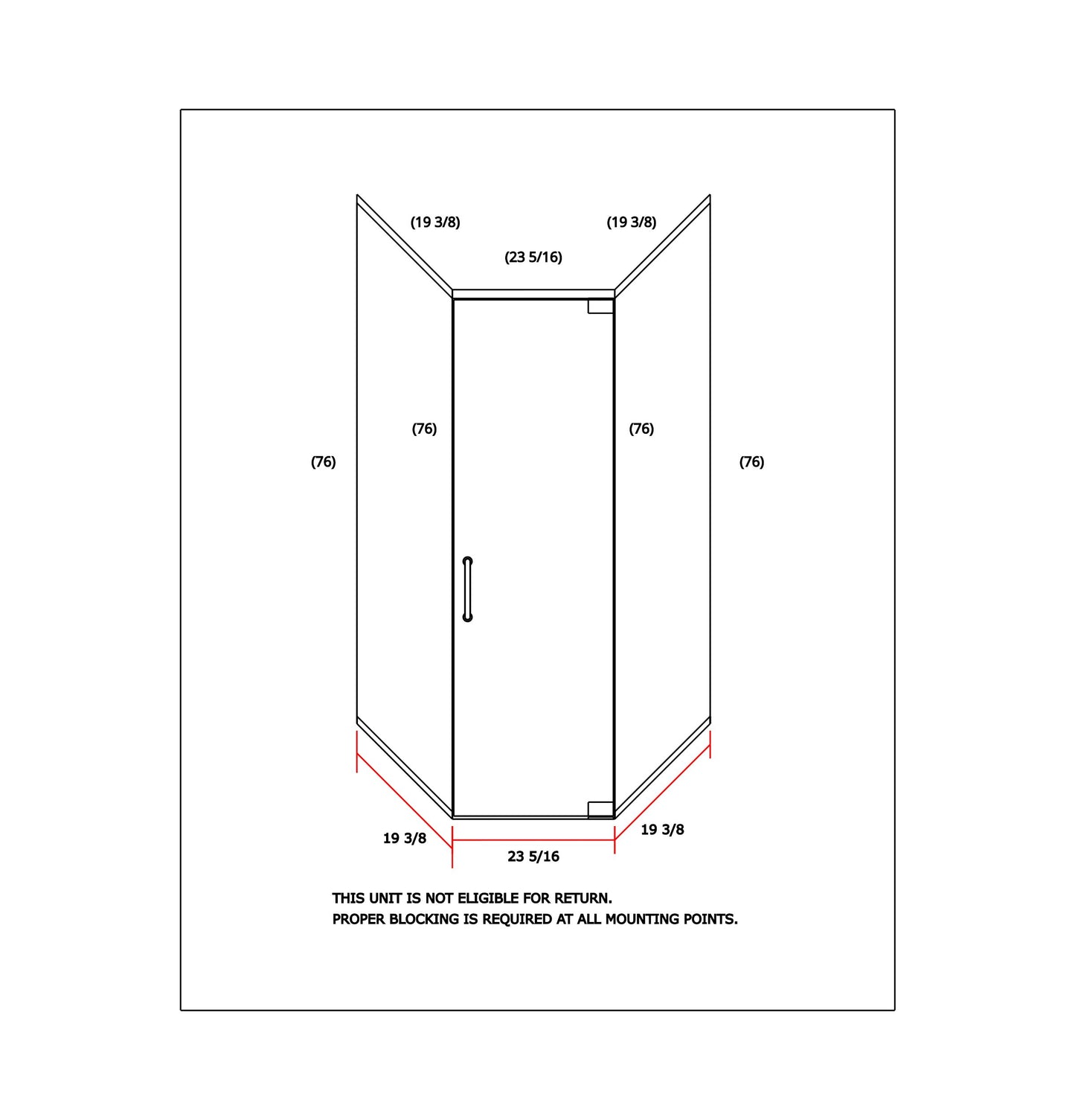 Frameless Shower Neo Angle 20" x 24" x 76"