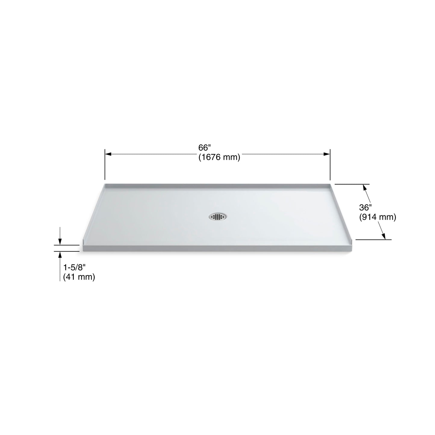 Shower Base 36x66 Center Drain