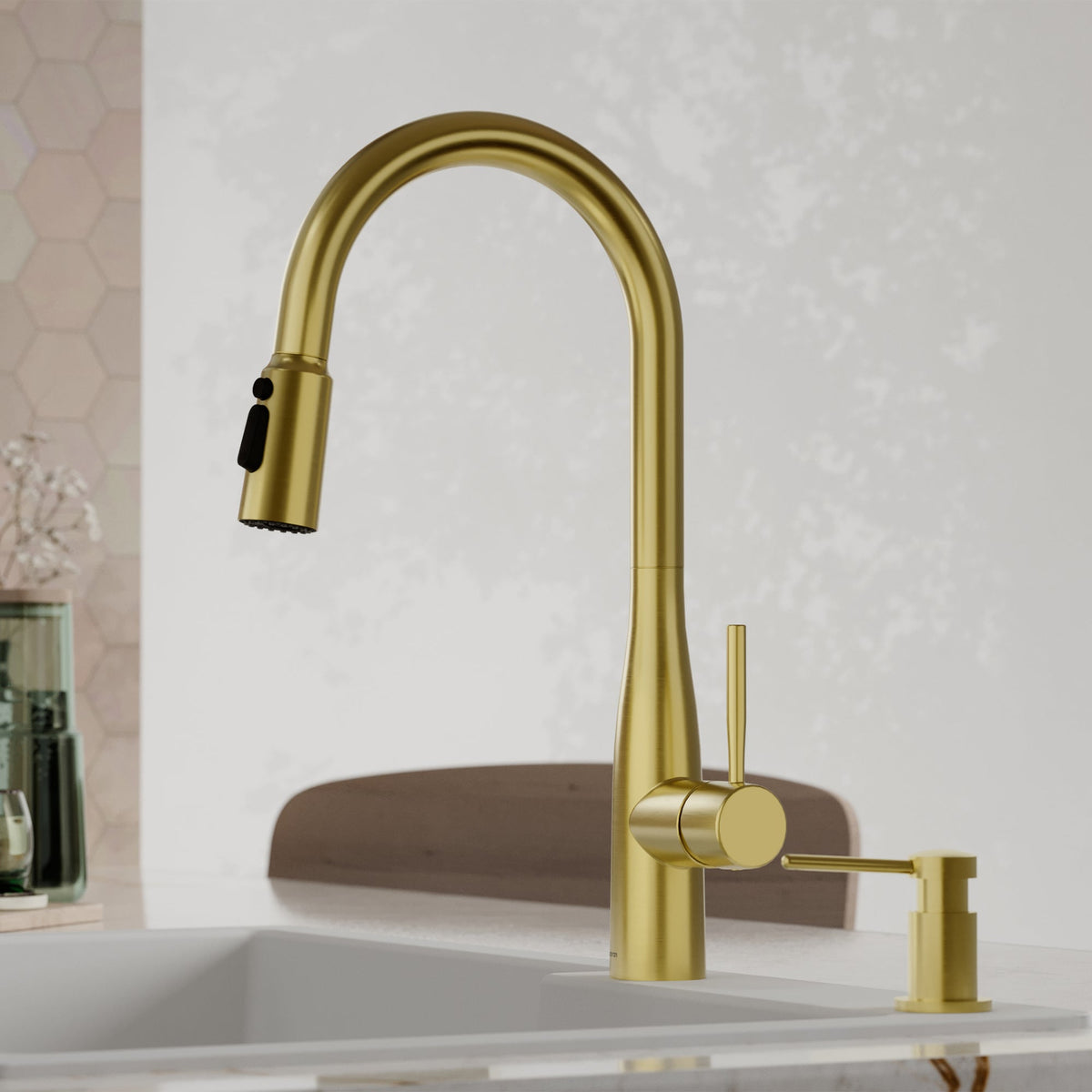 Spot-Free Brushed Gold Faraday Faucet 17-1/4"