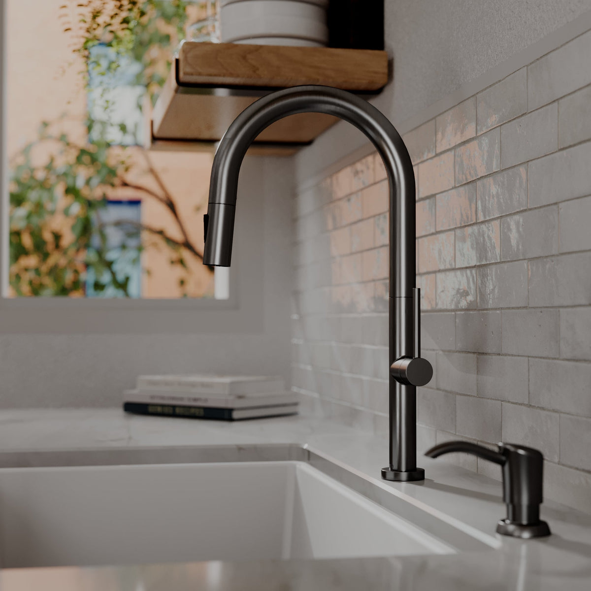 Spot-Free Gunmetal Grey Brynford Faucet 17-1/8"