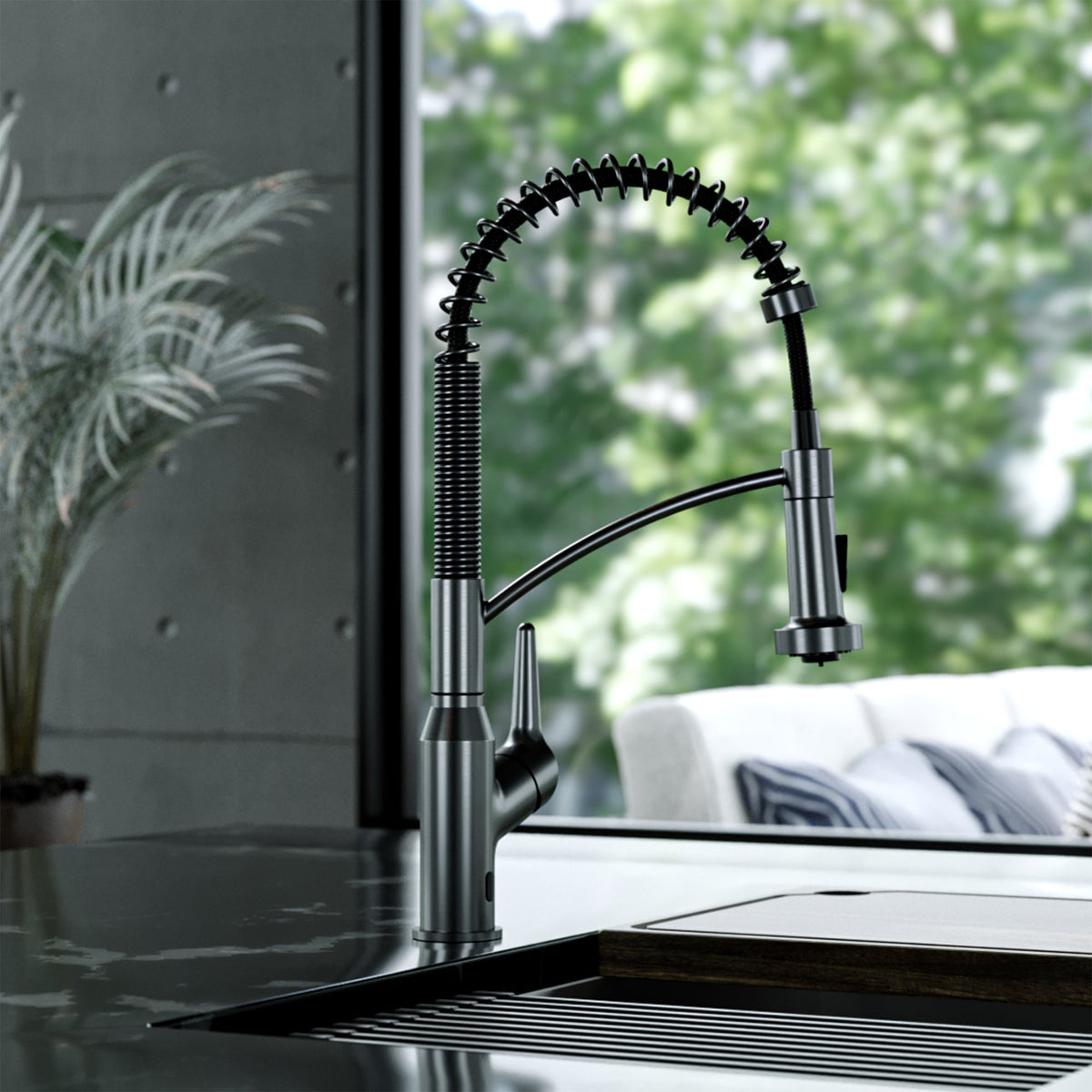 Spot-Free Gunmetal Grey Scottsdale Sensor Faucet 18-5/8"