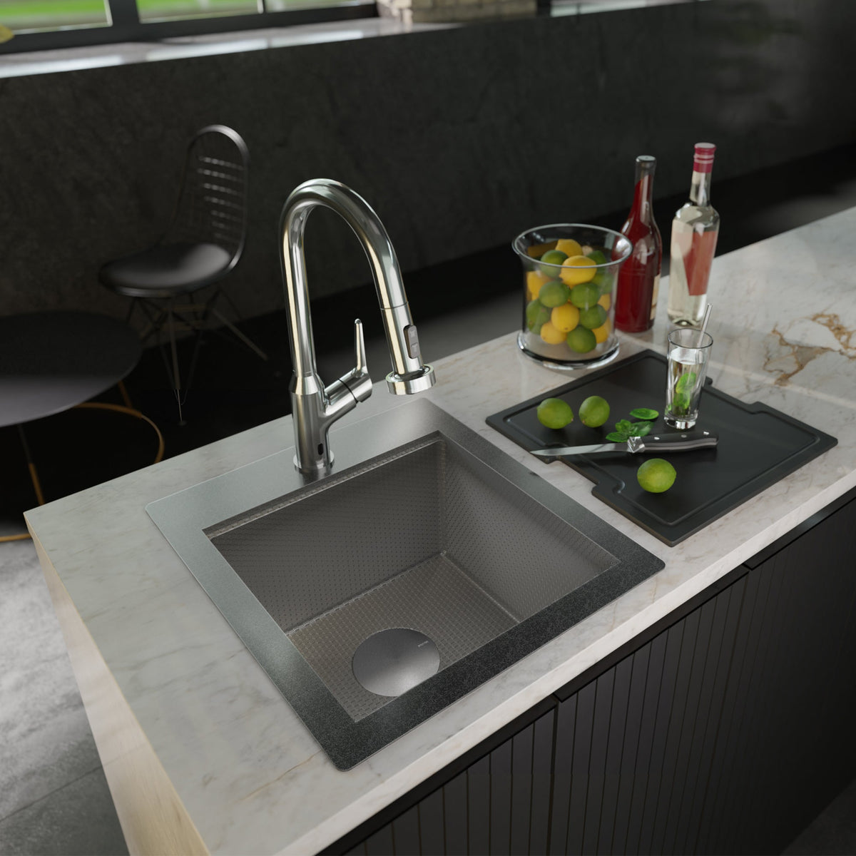 Stainless Steel Bar/Prep Bowl Top Mount Workstation Sink 17"