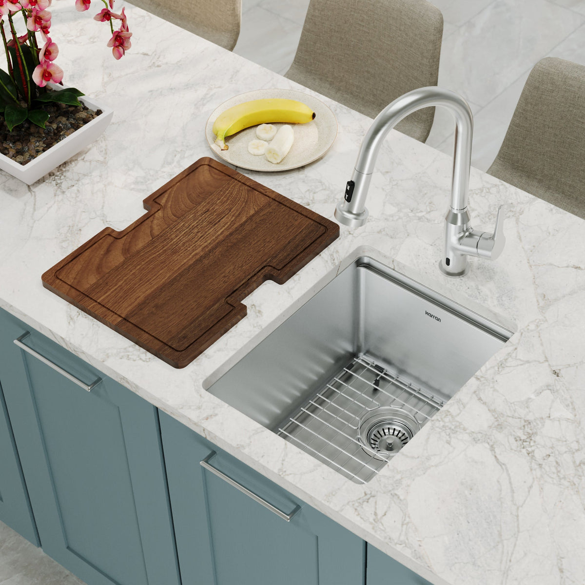 Stainless Steel Bar/Prep Bowl Undermount Workstation Sink 15"
