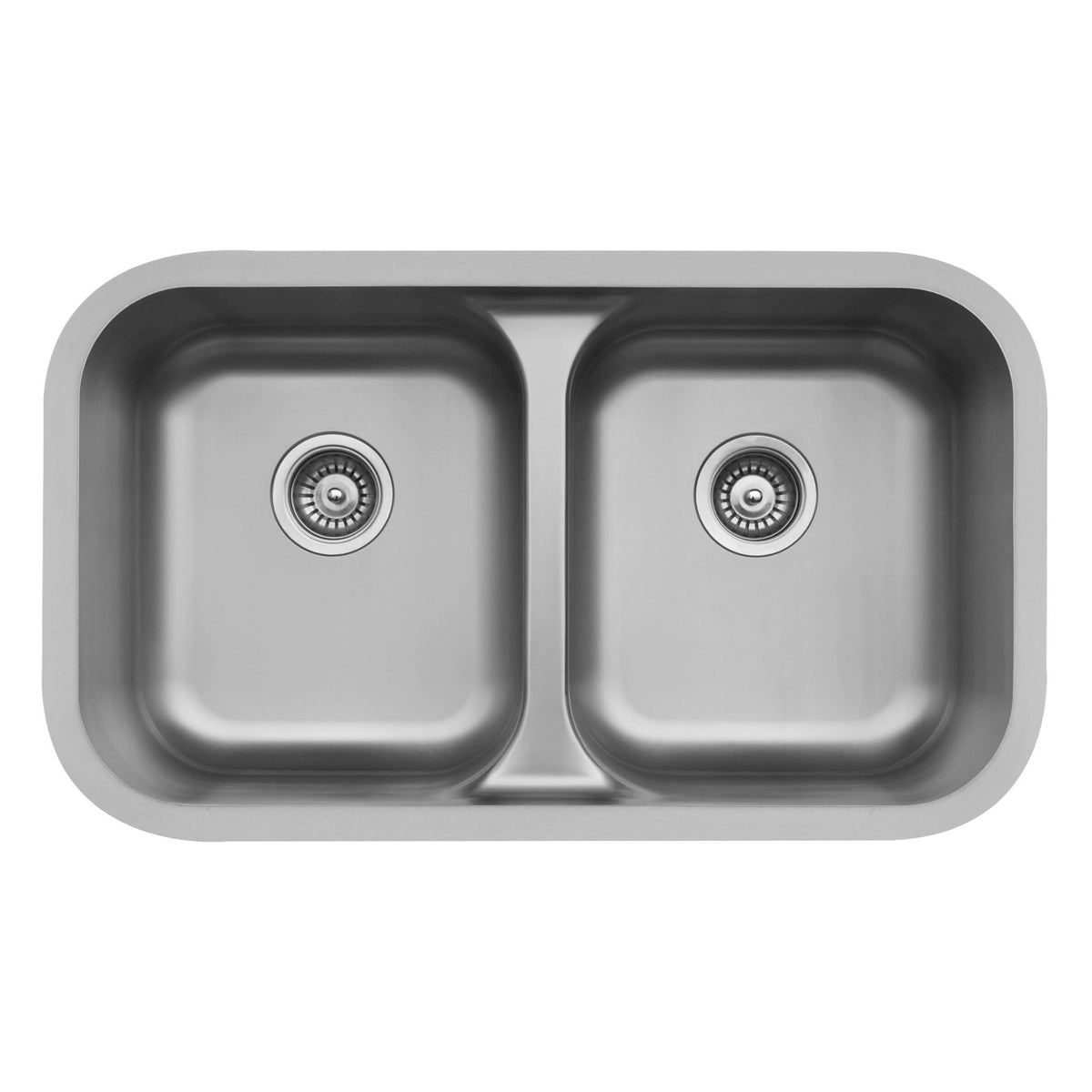Stainless Steel Double Equal Bowl Seamless Undermount Sink 32-1/2"