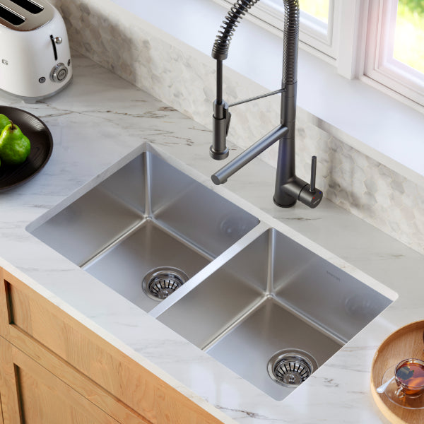 Stainless Steel Double Equal Bowl Undermount Sink 32"