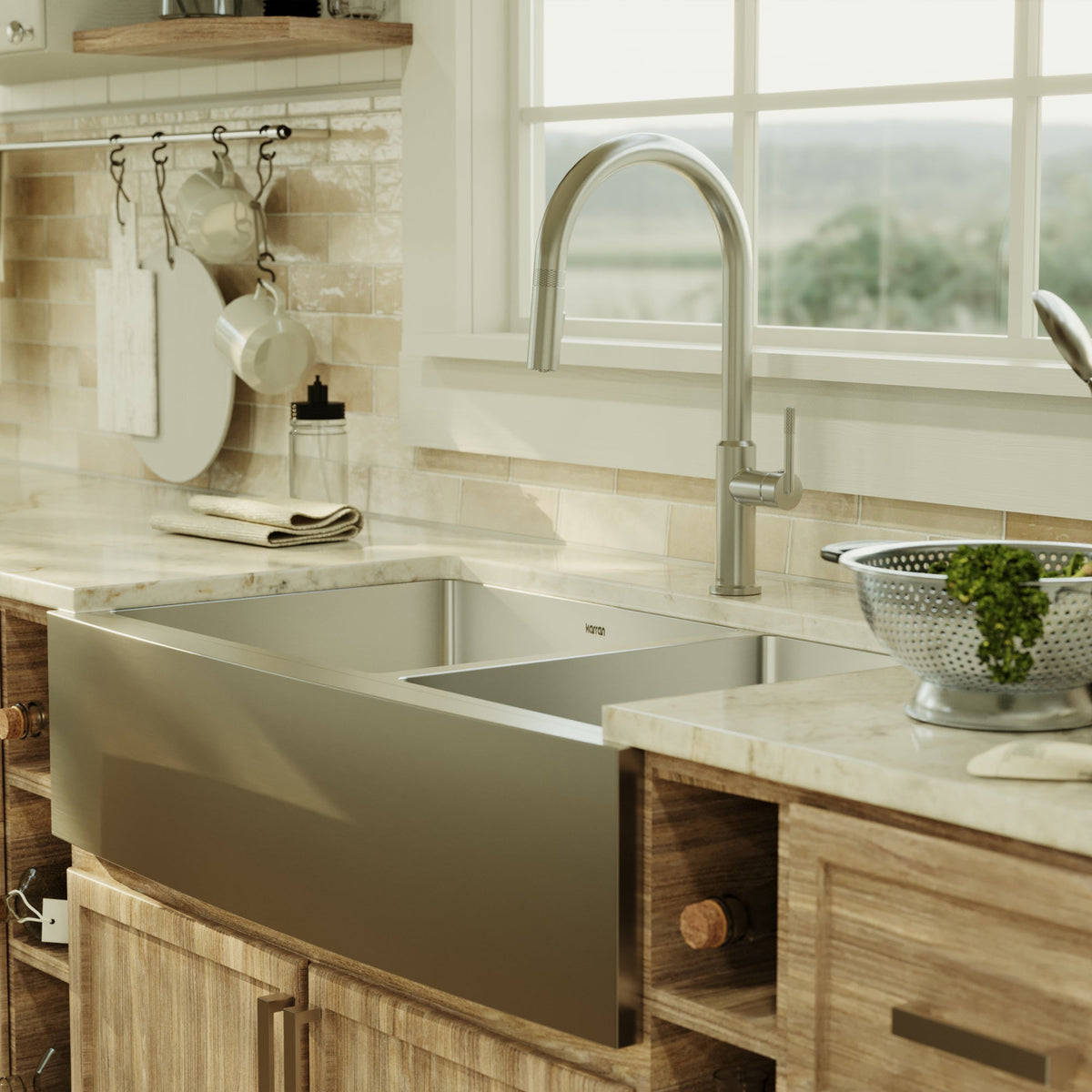 Stainless Steel Large/Small Bowl Farmhouse Sink 36"