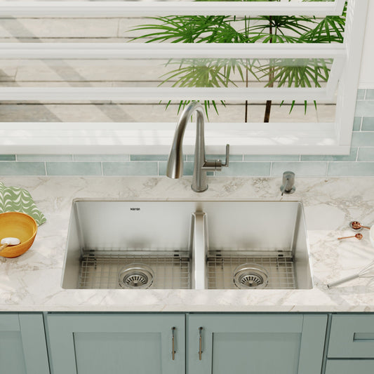 Stainless Steel Large/Small Bowl Undermount Sink 32"