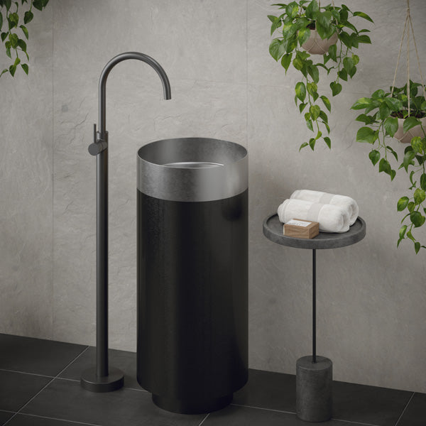 Stainless Steel Pedestal Vanity Sink 15"