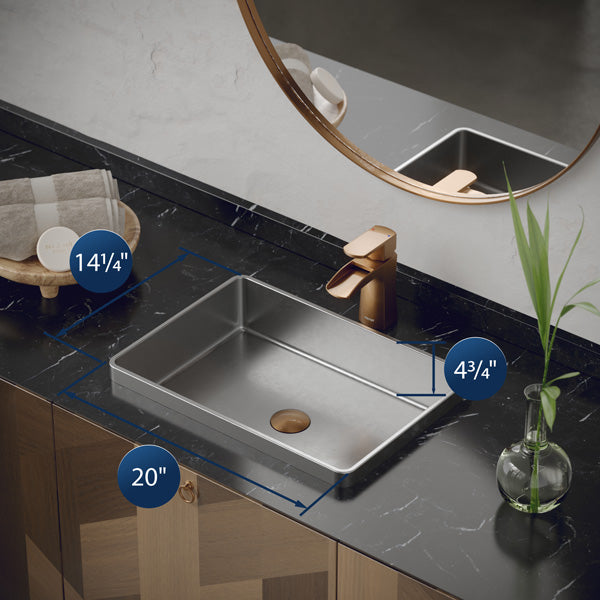 Stainless Steel Top Mount Vanity Sink 20-1/8"