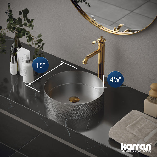 Stainless Steel Vessel Vanity Sink 15"