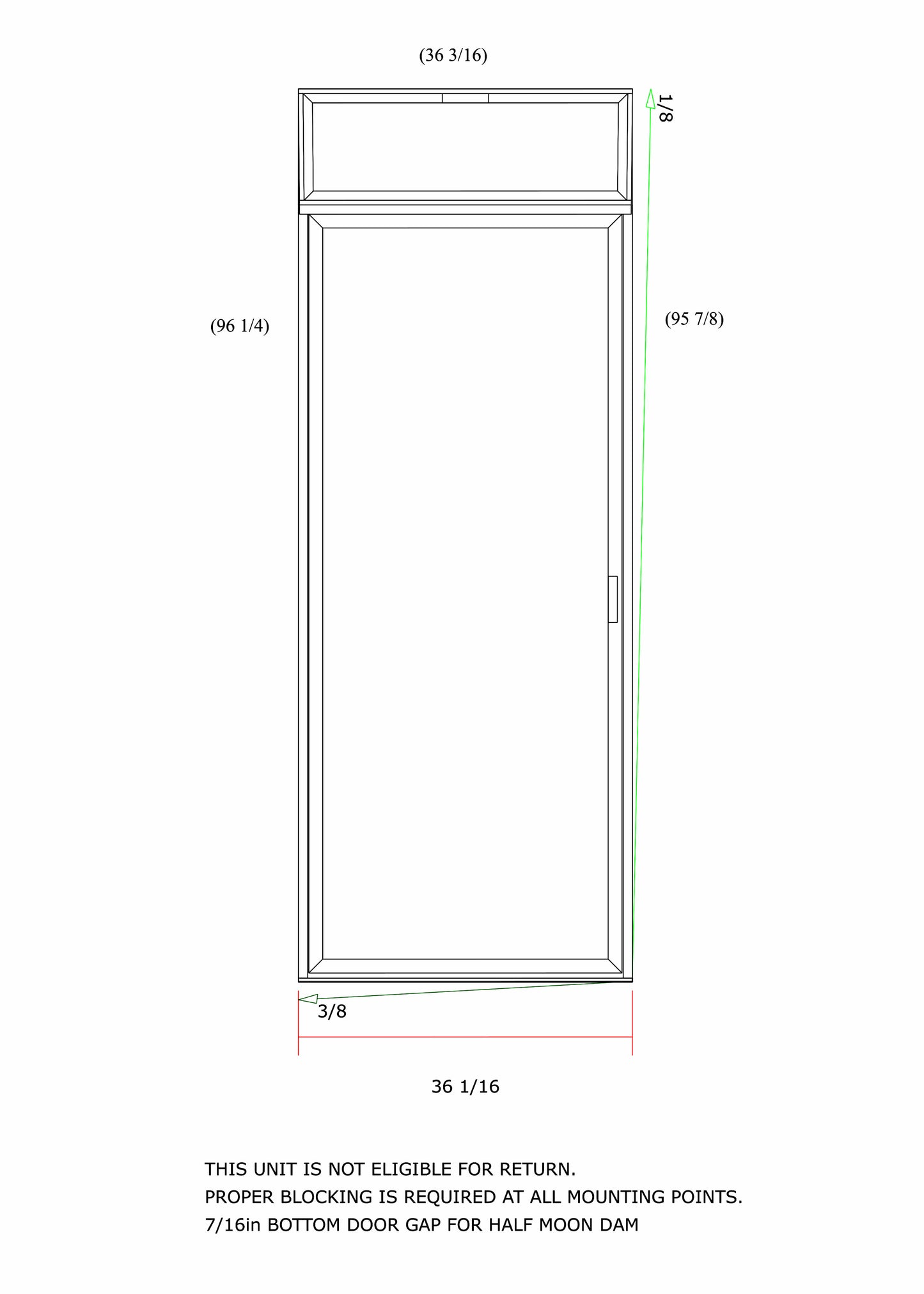 Steam Shower Door 36"x96"